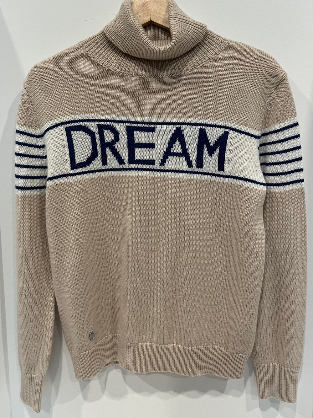 Daily Sports Cozenza Dream Roll Neck Pullover Sweater Beige Tan Knit Golf W XS